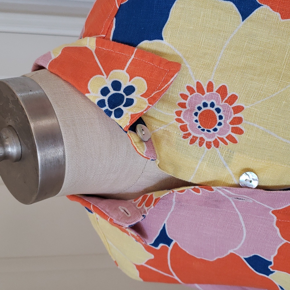 RAILS MacKinley Top Flower Power Pink Yellow Orange Blue Linen - Picture 15 of 17